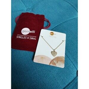 Gemelli Pave Heart Gold Necklace